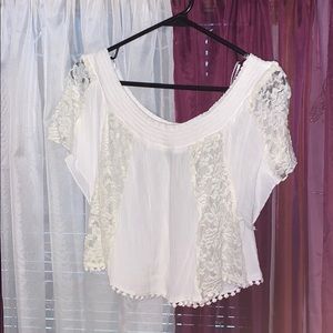 White Off the shoulder crop top, worn once!!